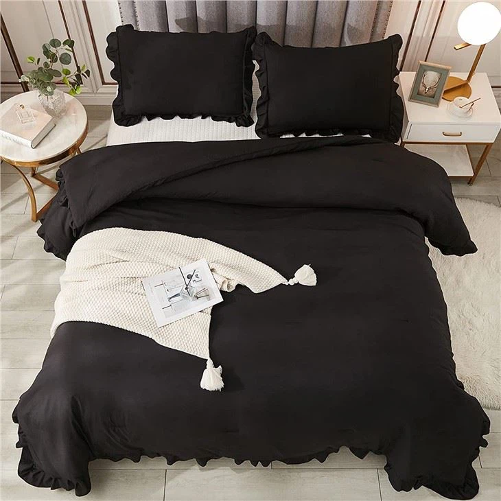 Black Ruffle Comforter Set